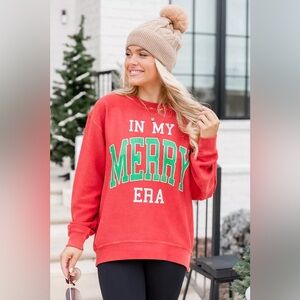 Pink Lily “IN MY MERRY ERA CORDED SWEATSHIRT”